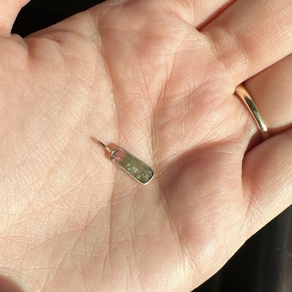 14k solid gold watermelon tourmaline pendant charm - Picture 5 of 5